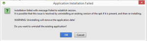 Android Studio で Installation Failed と出る問題の解決方法